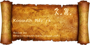 Kossuth Márk névjegykártya